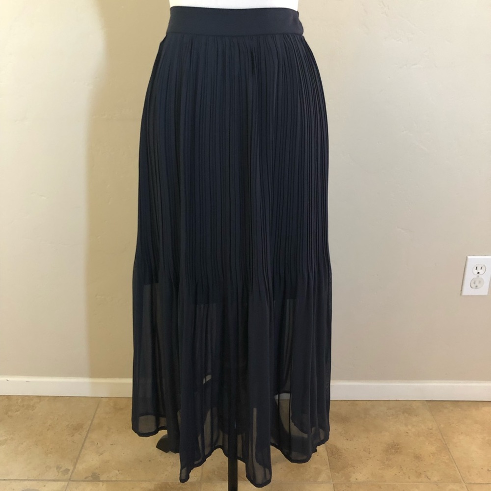 Maison Jules Navy Blue Pleated Skirt